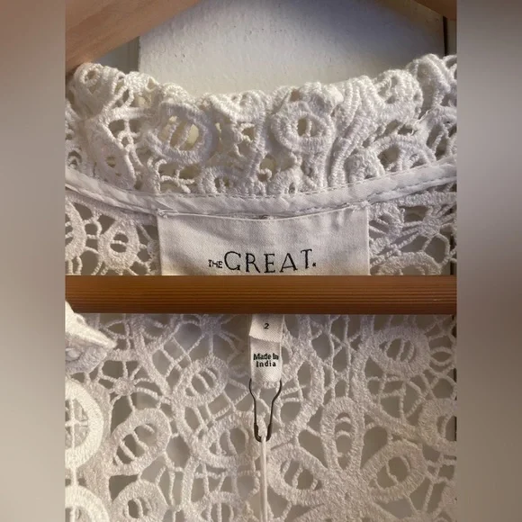 THE GREAT. The Lattice Top in Cream • NWT - Picture 7 of 10